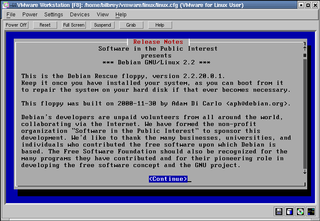 Debian introductory screen