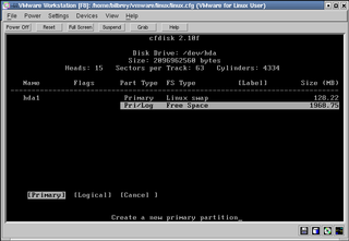 cfdisk, in action