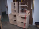 Stacks of assembled cabinet carcasses