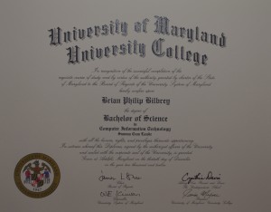 Diploma for Brian P. Bilbrey: Bachelor of Science, Summa Cum Laude
