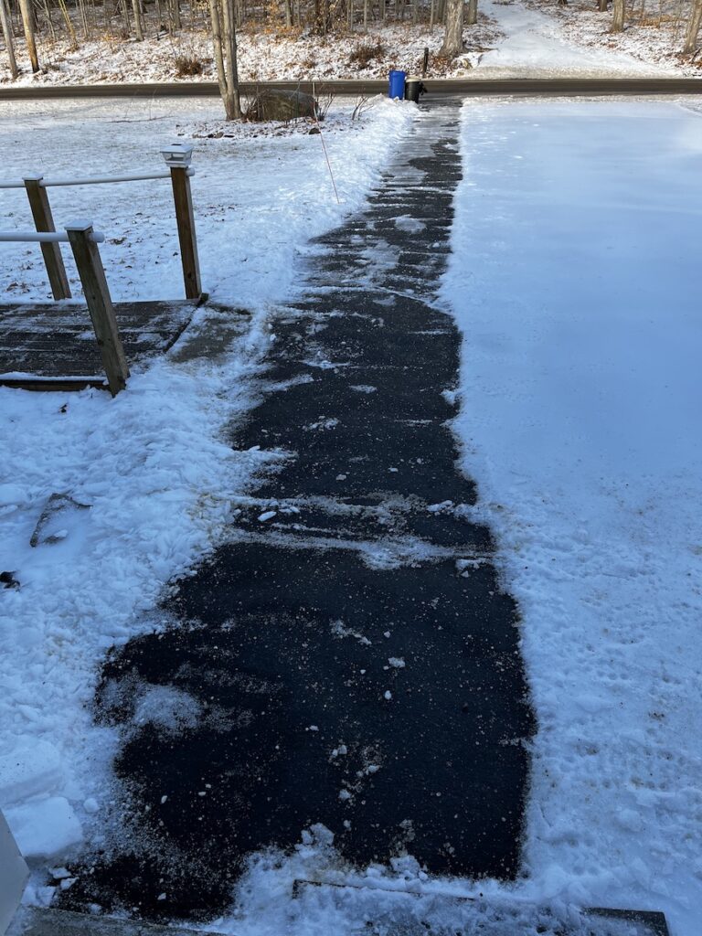 path through ice on the driveway